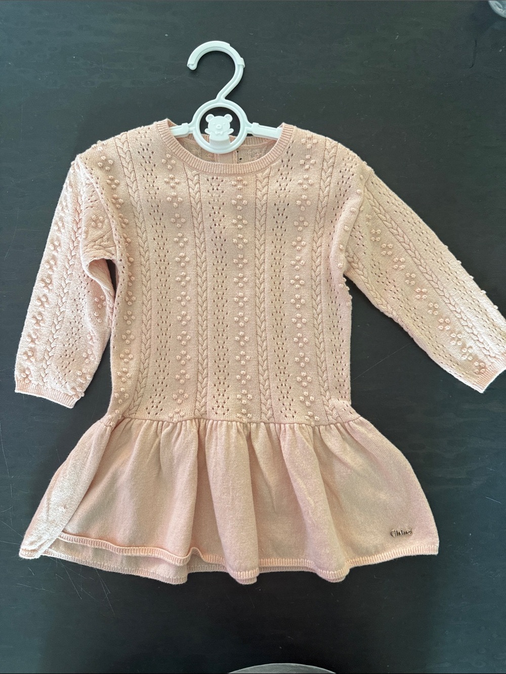 Chloe Pink Knit Peplum Sweater Dress 12 month